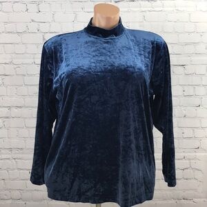 Vtg ELIZABETH BY LIZ CLAIBORNE Blue Velvet Top